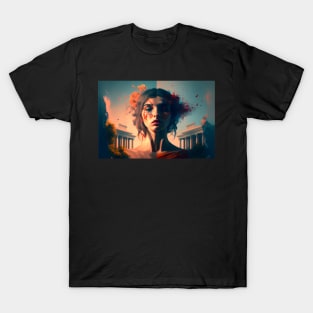 Greek woman Artistic Wallpaper T-Shirt